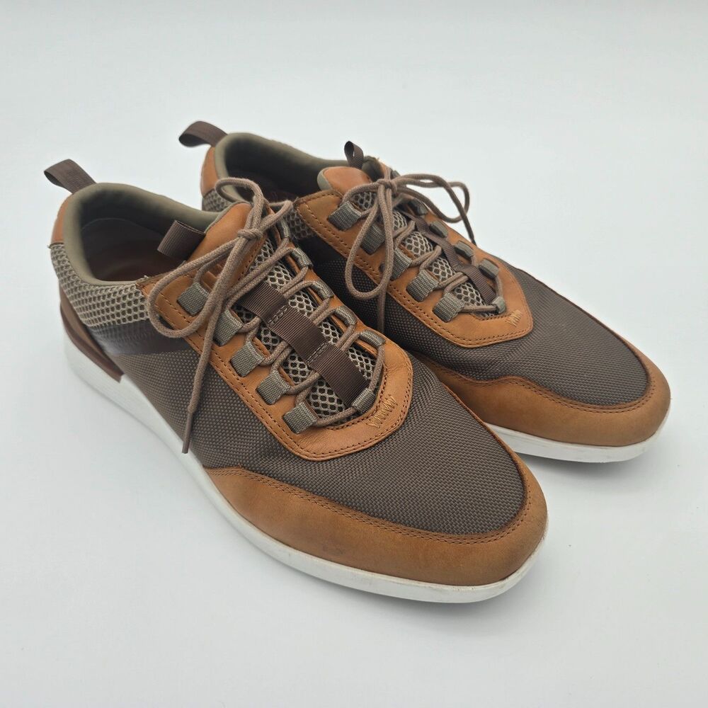 Wolf & Shepherd Crossover Victory Trainer Brown Leather Mesh Sneakers Size 10